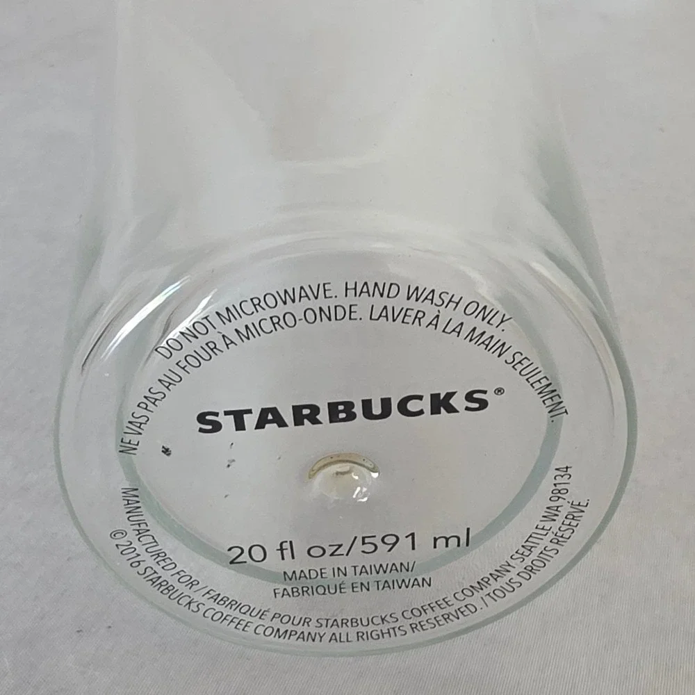 Starbucks 20oz Double Wall Glass Cold Cup Tumbler Clear Green Siren Logo RARE